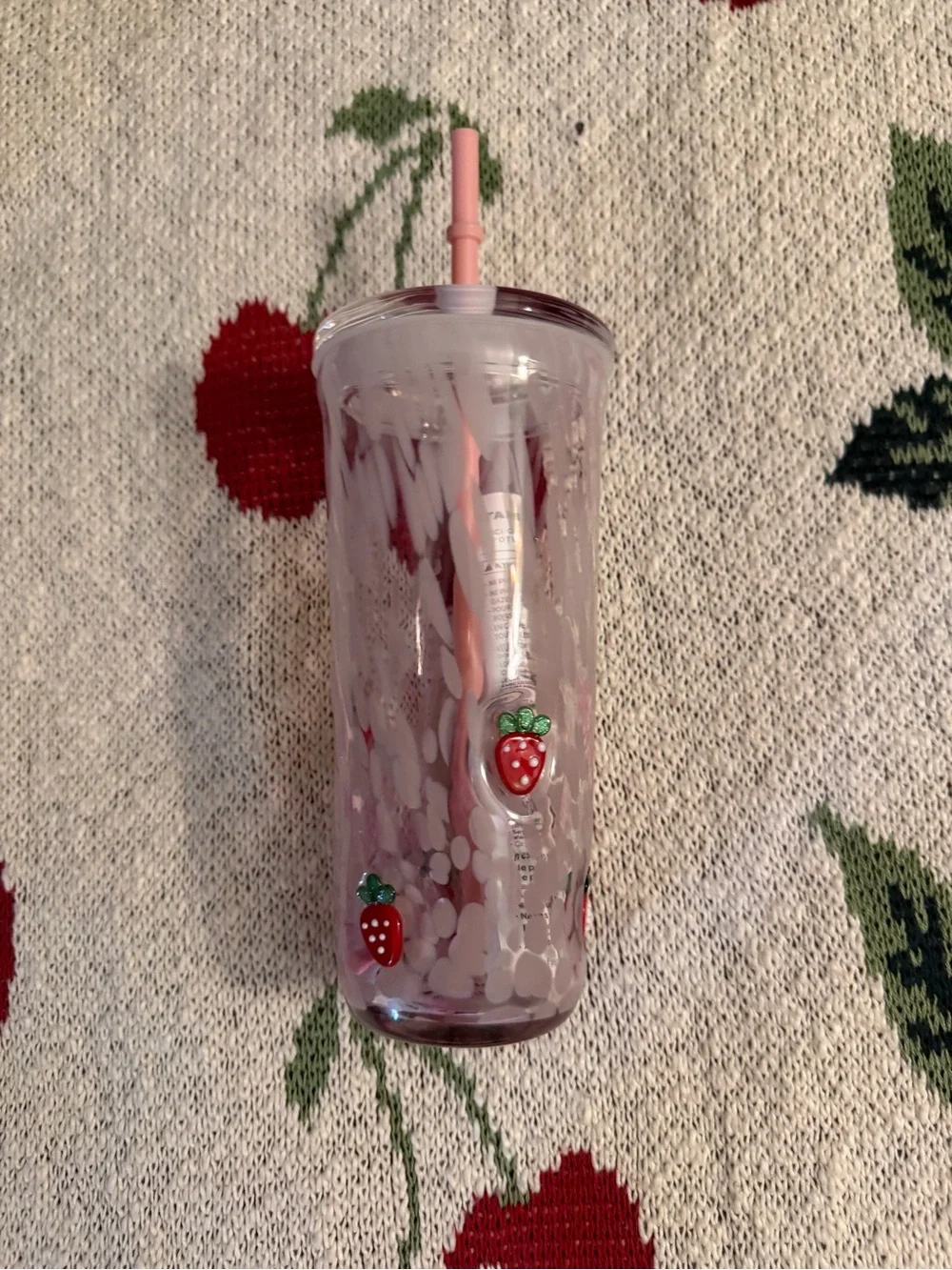 Starbucks Pink Strawberry Accent Reusable Tumbler with Straw